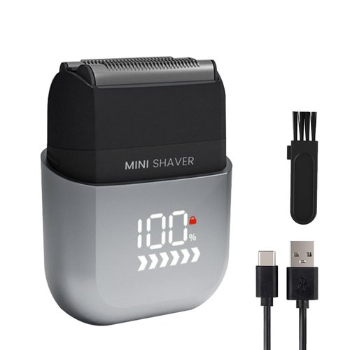 Electric Mini Foil Shaver for Men,Mini Razor with LED Display,IPX7 Waterproof Compact Face Shave for Travel,3-Blade Folating Head Close & Precision Shave,Wet/Dry Use, USB C Charge