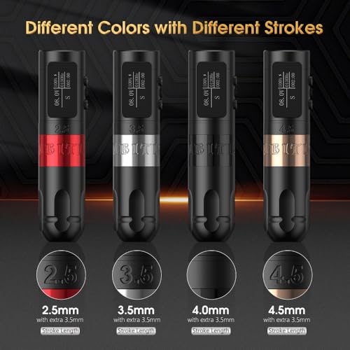 Ambition Vibe Wireless Tattoo Gun - Rotary Tattoo Machine Cartridge Battery Pen with Dual 1800mAh Power LED Digital Display Brushless Motor Tattoo Equipment for Tattoo Artists (4.5mm Stroke Gold)