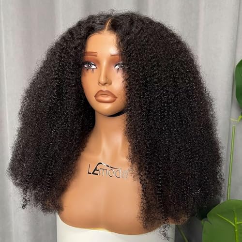 Lemoda 5x5 Wear and Go Burmese Kinky Curly Lace Frontal Human Hair Wigs 20Inch 210 Density Deep Curly 5x5 HD Unglueless Transparent Lace Front Wigs For Women