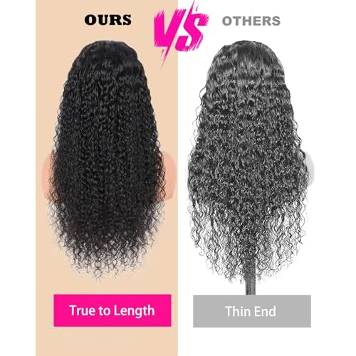 Deep Wave Lace Front Wigs Human Hair 200 Density 24 Inch Curly Human Hair Wig for Black Women 6x5 HD Lace Bye Bye Knots Glueless Frontal Wigs Pre Plucked