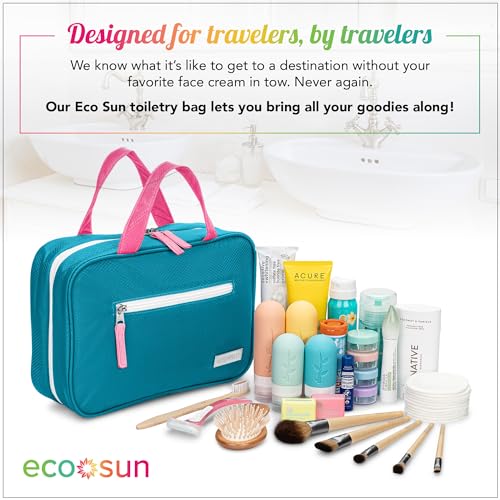 Eco Sun Hanging Travel Toiletry Bag ? Designed in Hawaii ? Water-resistant Travel Organizer for Bathroom Accessories