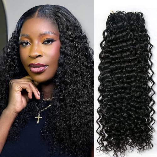 Crochet Human Hair Extensions Water Wave Pre-Separated Curly Crochet Hair Extensions Invisible Micro Loop Crochet Hair Knotless Feather Crochet Human Hair 18inch 120g