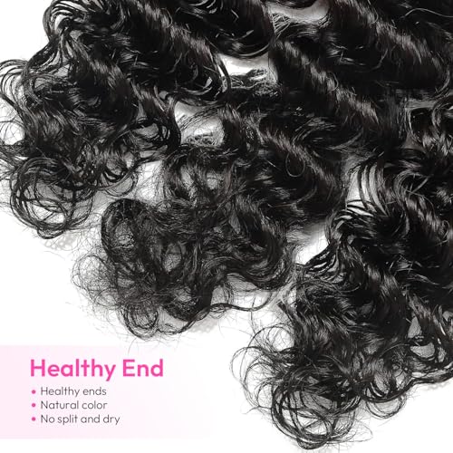 Bundles Human Hair Deep Wave 20 22 24 Inch 12A Deep Curly Bundles Human Hair Extensions 100% Unprocessed 3 Bundle Brazilian Virgin Human Hair Extensions Wet and Wavy Double Weft Bundles Natural