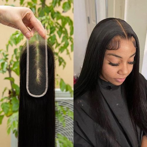 KRN 2x6 HD Lace Closure, 0.10mm Ultra-thin Invisible Real HD Lace Closure with Long Deep Middle Part Brazilian Virgin Human Hair 2x6 Closure Pre-Plucked with Baby Hair Natural Color 16 Inch
