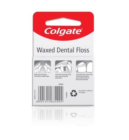 Colgate Waxed Dental Floss for Improved Mouth Health 50 Mtr Pack of 6 + V4L 125 Sheets multifold Paper Napkin Free