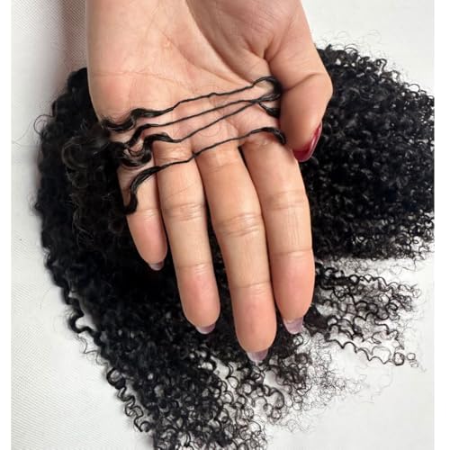 Kinky Curly Crochet Human Hair Extensions Pre-Separated Crochet Hair Multi-Textured Kinky Curly Reusable Micro Twists 18in 120g (Usually 240g Full Head) Natural Black