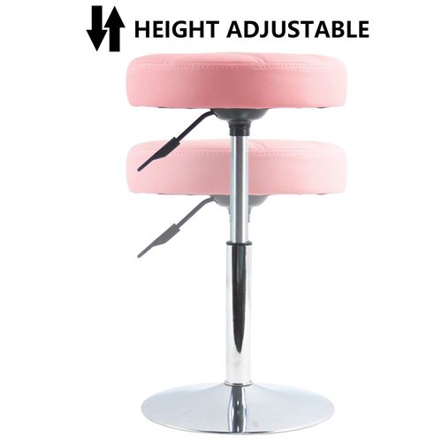 FURWOO Adjustable Pink Short Round Shop Stool, Padded Spa Stool, Ideal for Salon, Manicure, Small