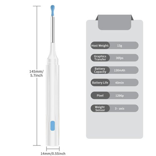 Wax Removal Tool for Ears, Earwax Remover Tools with 1080P Camera & 6LED Light & 8 Pcs Ear Set, Earwax Cleaning Kit with 10 Ear Spoon, Camera for iOS & Android (White)