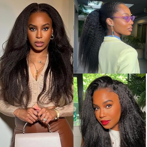 Knotless Pre-Separated Crochet Hair extensions Afro Kinky Straight hair feather crochet 100% human hair extensions for Women Natural Color 20 Inch 120g