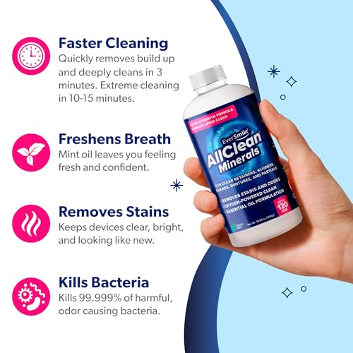 EverSmile AllClean Minerals ? Deep Cleaner for Retainers, Clear Aligners, Invisalign, Dentures, Night & Mouth Guards ? Removes Stains, Odors & Plaque in 3-Minutes ? Up to 120 Uses (300g), 1 Pack