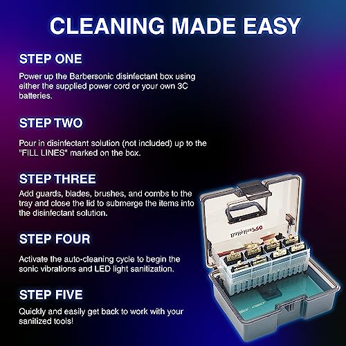 BaBylissPRO BarberSONIC Disinfectant Storage Box for Clipper & Trimmer Blades, Guards and Barber Accessories