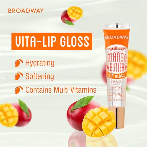 Ruby Kisses Broadway Vita-Lip Clear Lip Gloss (3 Pack Mango Butter, Rosehip, Coconut Oil), Ultra-Hydrating & Soothing Formula with Vitamin Oils, High-Shine Non-Sticky Finish, Healing Lip Balm