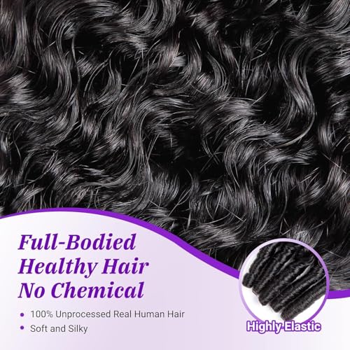 Burmese Curly Bundles Human Hair 20 22 24 Inches 3 Bundles 3C4A Water Wave Quick Weave with Spiral Curly End 100% Raw Human Hair Bundles Curly Hair Extensions for Women Natural Black