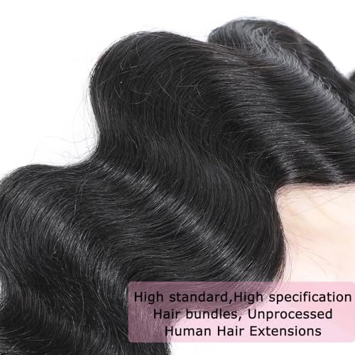 16A Human Hair Bundles 18 20 22 24 Inch Body Wave Bundles Human Hair 400g Brazilian Virgin Body Wave 4 Pieces Deals Brazilian Quick Weave Extensions Wet and Wavy Extensions Natural Black