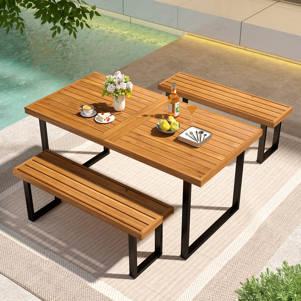 Acacia Wood Dining Table for 6 - 63" x 32"