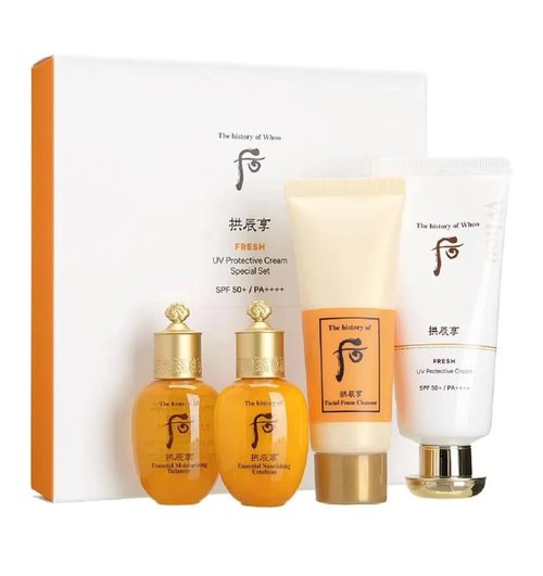 The Whoo Fresh UV Protective Cream Special 4pcs Set SPF 50+/ PA ++++ Provide Long-lasting Hydration to Dry Skin Complex, Moisturization and Nourish the Skin. Made in Korea