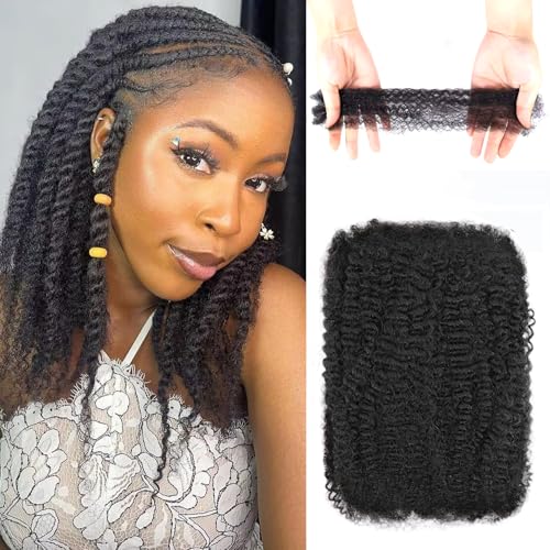 Afro Kinkys Bulk 100% Human Hair For Dreadlock Extensions Afro Kinky Curly Human Braiding Hair For Repair Crochet Dreads Loc Twist Braids (#1B, 14Inch-50Gram)