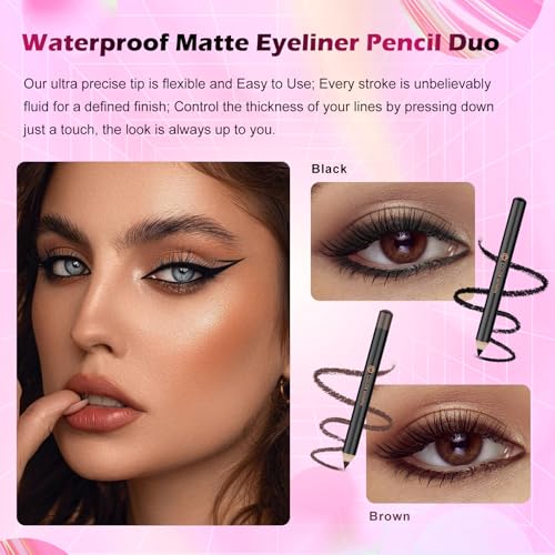 Color Nymph Makeup Kit for Teen Girls, All-in-One Beginner Makeup Set with Eyeshadow, Blush, Highlighter, Bronzer, Contour, Lipsticks, Eyeliner, Brushes & Mirror in Train Case (Starry Black)