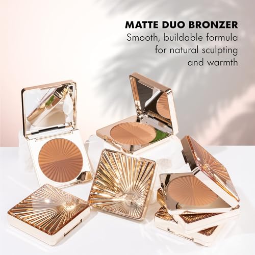 L.A. Girl Duo Bronzer, Shadowplay, Matte Finish, Medium Buildable Coverage, Two-in-One Compact Powder, Sculpting & Bronzing, Light/Medium Skin Tones GFP686