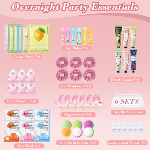 100PCS Spa Party Supplies with Decorations Balloons for Girl,Include Balloons Face Masks Skincare, Lip Balm, Under Eye Patches, Foot Bath Bomb, Birthday Sleepover Supplies Party Kit for Women Gift Set