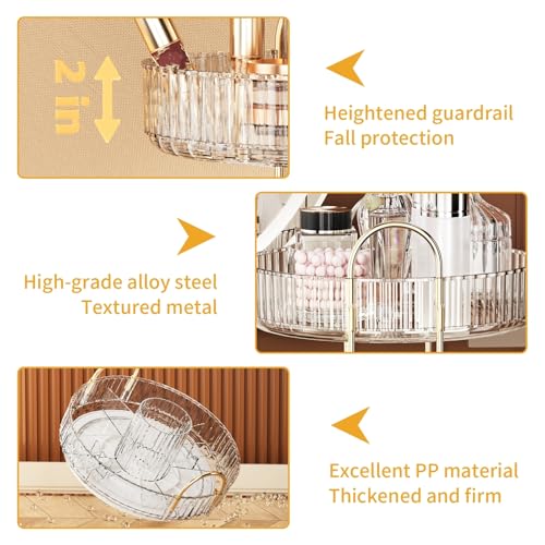 360¡Æ Rotating Makeup Organizer, Large-Capacity Skincare Make Up Storage 3 Tier Perfume Organizers Cosmetic Dresser Organizer with Makeup Brush Holder, Fits Bedroom, Bathroom, Vanity Shelf Countertop