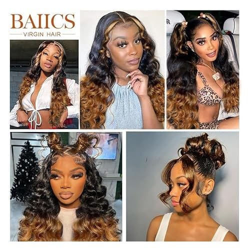 200% Density Full 360 Lace Front Wigs Human Hair For Women Ombre Lace Front Wig Human Hair Glueless Wigs Human Hair With Baby Body WaveLace Front Wigs Human HairBrazilian Virgin HumanHair 26 Inch