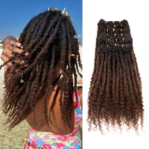 Originea 0.6cm 6-18 Inch 100% Human Hair Dreadlock Extensions Curly Ends Loc Extensions Human Hair For Women/Kids Handmade Permanent Loc Extensions Can Be Dyed Bleached Curled T30# 8 inch 60 Strands