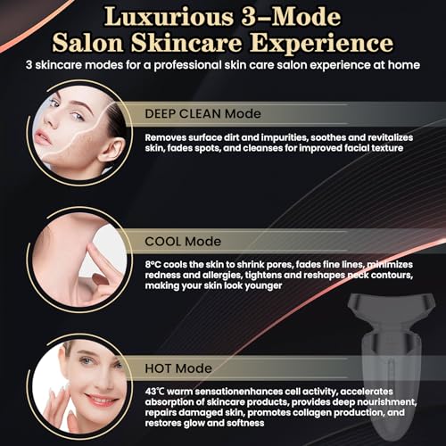 Red Light Beauty Device for Face and Neck, Based on High-end Red and Blue LED Light, Facial Cold and Hot, Vibration Technology, 3 Color Led Face and Neck Beauty Device for Home Use, Pearly White