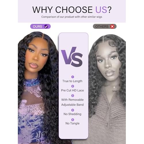 30 Inch 13x6 Deep Wave Lace Front Wigs Human Hair Wig for Women 12A 200% Density HD Lace Front Wigs Human Hair Pre Plucked with Baby Hair Natural Black