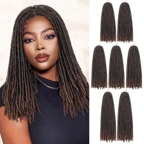 WIGNEE 140 Strands Faux Locs Crochet Hair Bundle Short Faux Locs Pre-Looped Soft Locs Dreadlock Crochet Hair 7 Packs Pre-Twisted Crochet Hair for Black Women(1B/30)