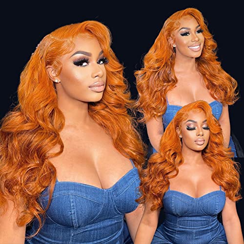 Orange Ginger Color 13x6X1 Lace Front Wigs Baby Hair Brazilian Remy Hair Body Wave Human Hair Wig13x4 Glueless Lace Wigs £¨24inch£©