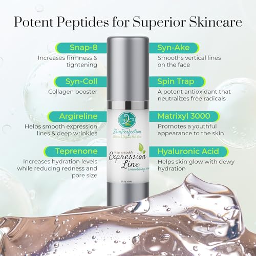 Expression Line Deep Wrinkle Anti-Aging Serum Matrixyl 3000 Argireline Syn-Ake Snap 8 Spin Trap Hyaluronic Acid Crow's Feet Forehead Skin Perfection