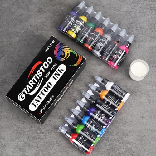 Tattoo Ink Set Professional 14 Colors 1oz (30ml) Vegan-Friendly Pigment Tattoo Ink Supplies