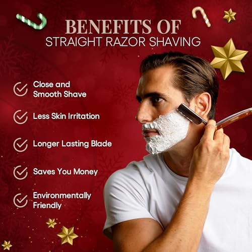 Naked Armor Solomon Straight Razor - Shave Ready Japanese Steel Straight Razors for Men with Algum Wood Scale, Case Included, Close Shave, Brown
