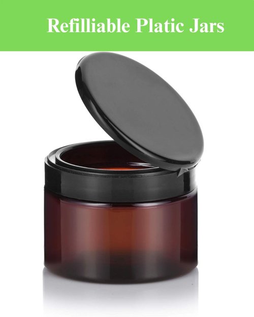 (12 Pack) 12 oz Amber PET Plastic Jar with Black Flip Top