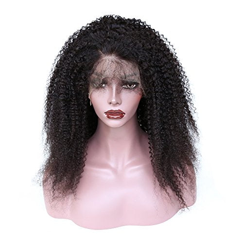 zigzag hair Afro Curly 13x6 Lace Front Wigs for Black Women Brazilian Pre Plucked Deep Part Lace Front Human Hair Wig 150% Density With Baby Hair (14inch, 150% Density)