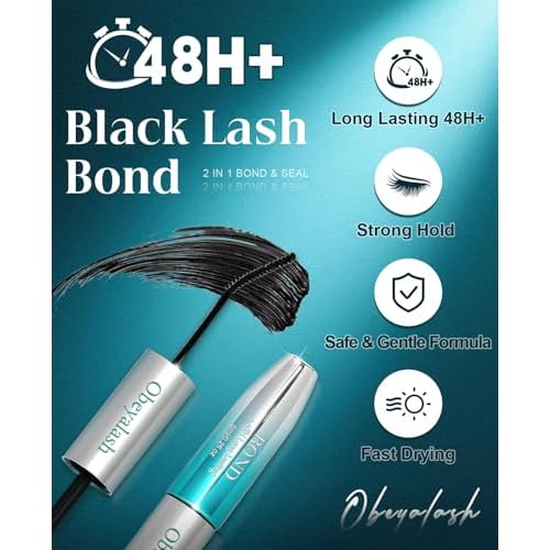 Lash Cluster Glue Waterproof, Bond and Seal Lash Glue 2-in-1,Strong Hold 72H Long Lasting,Eyelash Adhesive for Clusters Individual Eyelashes by Obeyalash (6ml Bond +6ml Seal)