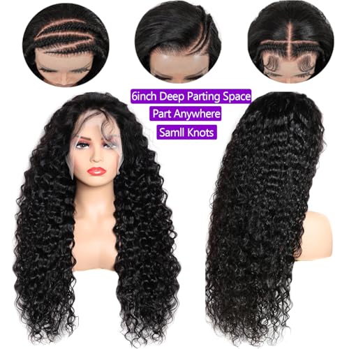 Lemoda 13x6 Lace Front Wigs Human Hair Water Wave Wig 12 Virgin Human Hair 180% Density Deep Wave Frontal Wig for black Women 28 inch
