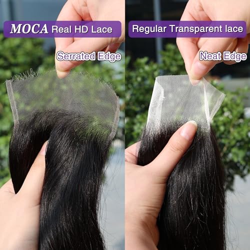 5x5 HD Lace Closure 22 Inch, SKINLIKE 0.095mm Ultra-thin Invisible Real Swiss Lace Closure Only,Straight RAW Virgin Human Hair Single Knot Pre-Plucked with Baby Hair