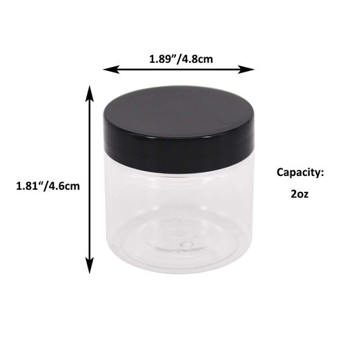 zmybcpack 48 pack 2 OZ(55ml) Round Clear Plastic Slime Jars With Lids, Labels, 2 Pens, PET Containers, Storage Jars, Travel Jars For Cosmetic, Makeup, Organization