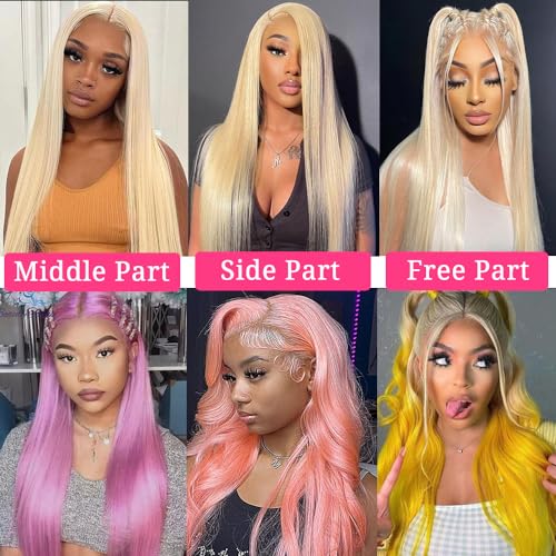 613 Lace Front Wig Human Hair Pre Plucked Blonde Wig Human Hair 180% Density 13x4 Straight HD Lace Frontal Wig Glueless Wigs Human Hair With Baby Hair 36 Inch