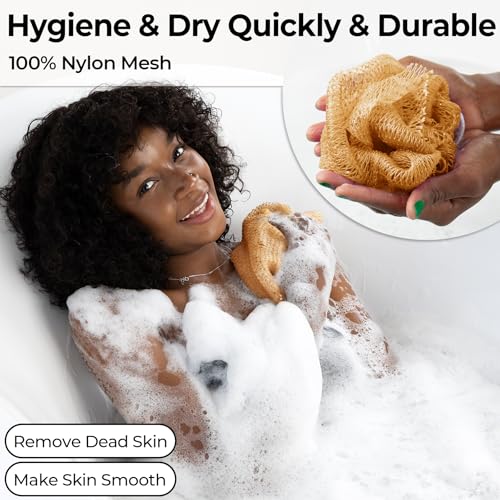 Authentic African Net Sponge with Knots - Afro Scrubber Bath Loofah Exfoliating Net Sponge for Shower - 2 Pack African Bath Sponges Exfoliator for Most Skin Types Back Scrub Washer Accessories