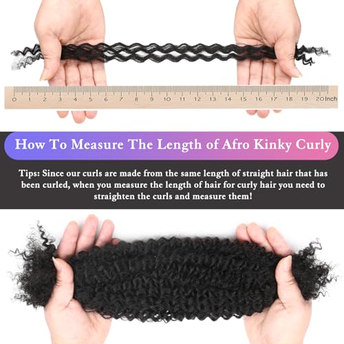 Afro Kinkys Bulk Human Hair for Dreadlocks Extensions Repair, Twist Braiding Afro Kinky Human Hair for Locs Natural Black Color 22 inches for Micro Locs Extensions 1 Pack 30 Gram£¨1B/22inch/30g£©