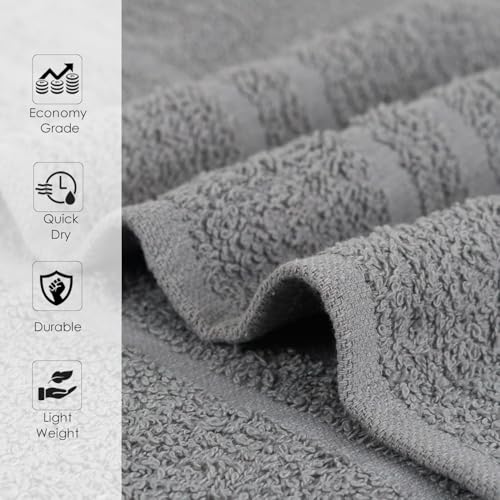 24 Pack Dark Grey Hand Towels 100% Cotton Spa Towel ? 16x27 inches Highly Absorbable Facial Towels Gym, Hair, Face, Bulk Small Towels (Not Bleach Proof)