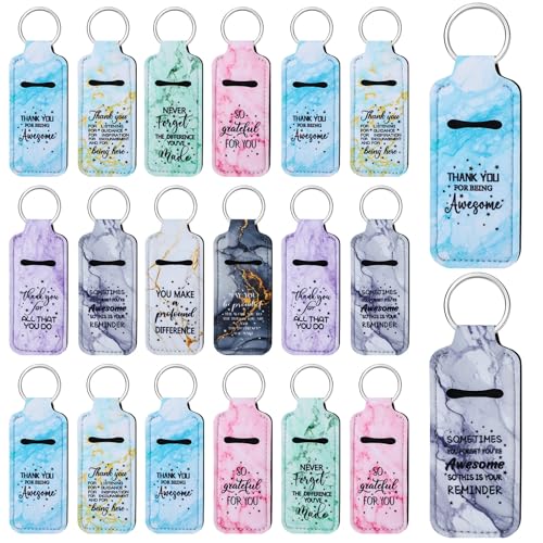 72 Pcs Lipstick Holder Bulk Lipstick Holder Keychain Thank You Inspirational Lip Gloss Pouch Portable(Marble Colors)