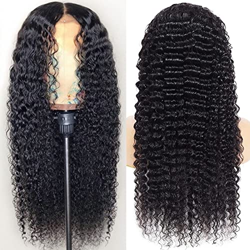 30 Inch Curly Lace Front Wig Human Hair 13x4 Lace Frontal Deep Wave Wig Pre Plucked with Baby Hair 180% Density Brazilian Virgin Wet and Wavy Wigs for Black Women (Deep Wave Wig, 30 Inch)