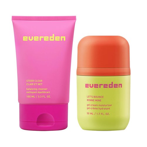 Evereden Let's Bounce Teen Face Moisturizer & Steer Clear Balancing Jelly Cleanser Pre Teen Face Wash Bundle: Clean & Vegan Pre-Teen Skincare with Triple Green Tea Complex - Non-Drying & Non-Greasy