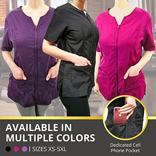 CHARLENE Haley Short Sleeves Jacket | High Fashion Hair Stylist Nylon Uniform | Water-Repellant Breathable Nylon