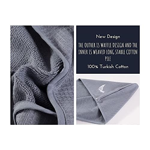 100% Turkish Cotton Hair Towel Wrap for Women,Non Microfiber,Super Absorbent,AntiFrizz,Plopping Hair Drying Waffle Bath Towels for Curly,Long&Thick Hairs,Head Wrap,2 Pack10x26inc (Grey+Grey)