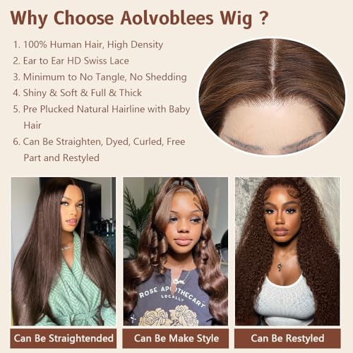 32 Inch Chocolate Brown 250% Density 13x4 HD Lace Front Wigs Human Hair Body Wave Brown Wig Frontal Glueless Wigs Human Hair Pre Plucked Colored Wigs with Baby Hair for Black Women